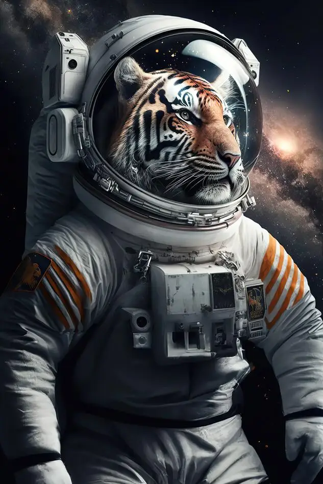 Animal divertido en el espacio, carteles e impresiones de decoración, mono,  astronauta, imágenes artísticas en lienzo, pintura de pared de León, Tigre,  astronauta - AliExpress