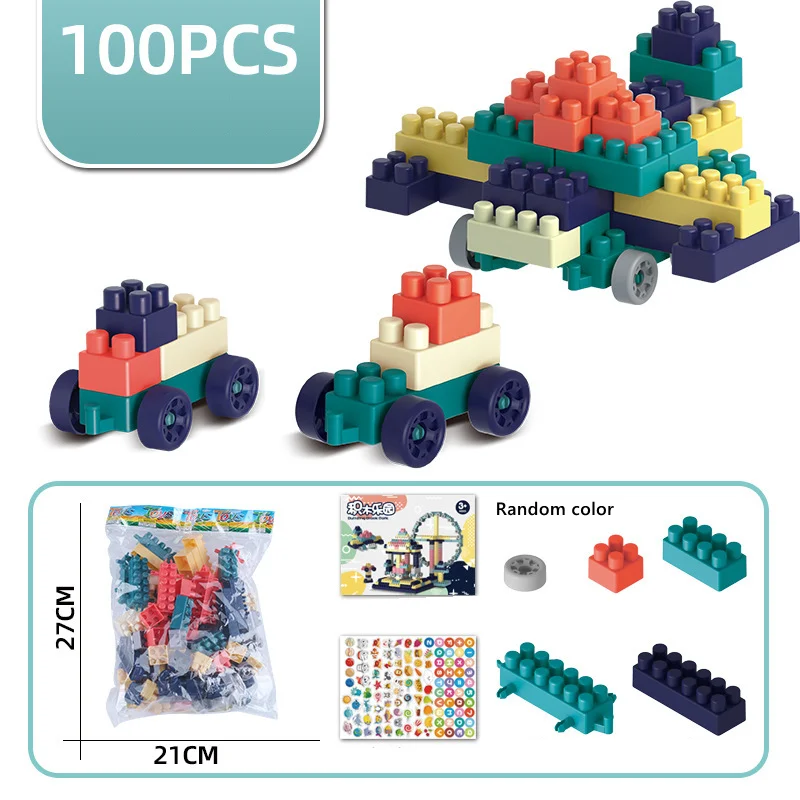 100Pcs/Set Large Particles Building Blocks Toy Safety PVC City Bricks Bulk Model DIY Baby Educational Toys Kids Birthday Gift