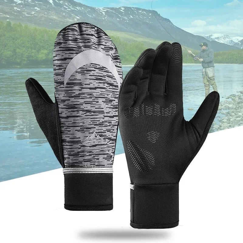 2 in 1 Gloves Winter Warm Reflective Cycling Camping Fishing Sport Touch Screen Non-slip Windproof Snowboard Skiing Loose