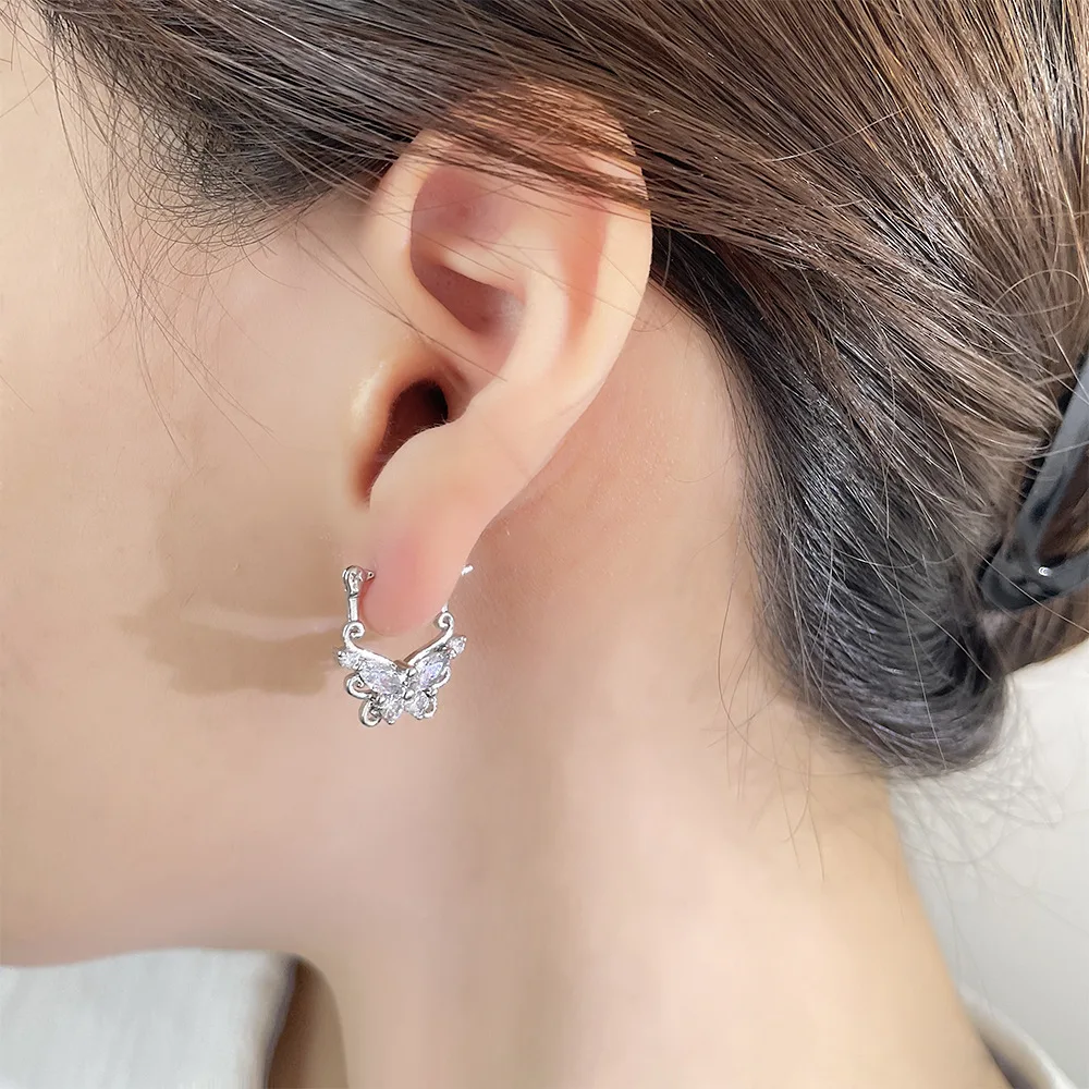 Женские серьги-бабочки из серебра 925 пробы с цирконами | AliExpress
