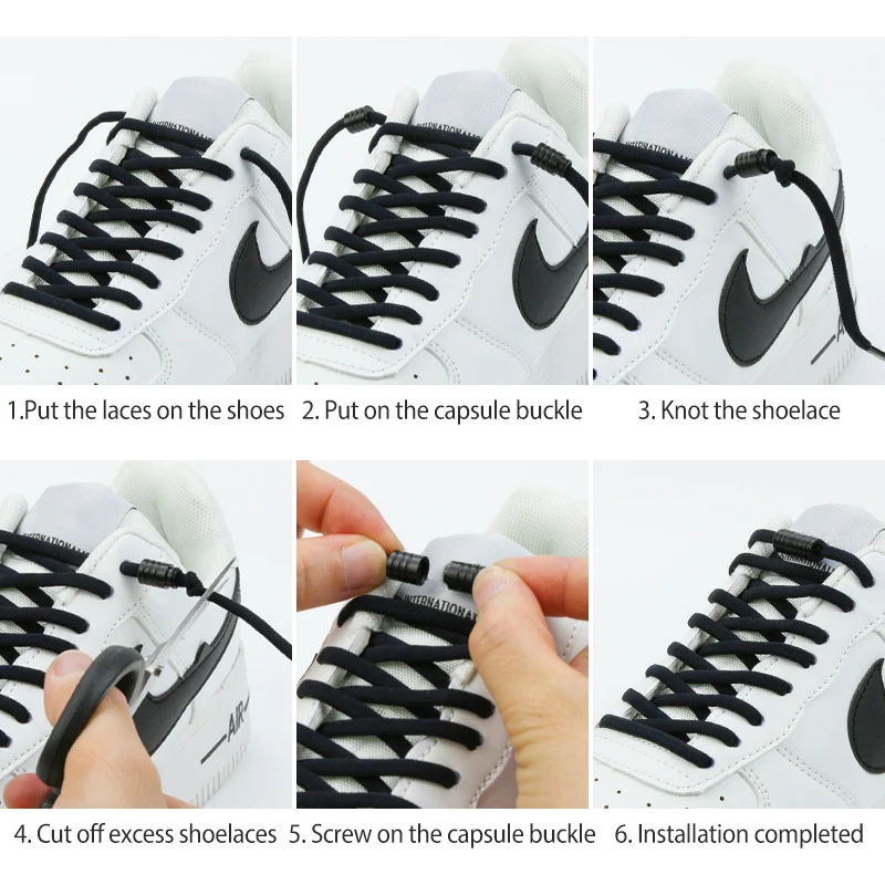 Elastic Shoelaces Semicircle For Kids and Adult Sneakers Quick Lazy Metal Lock Shoe Strings