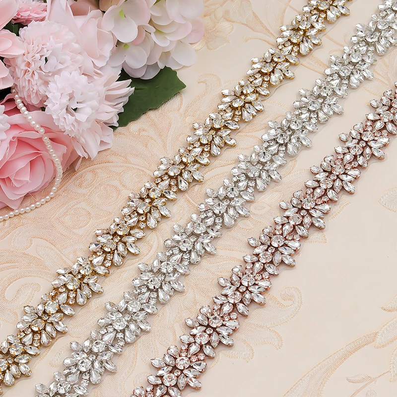 

WENXI 10YARDS Wholesale Bridal Sash Hand Sewing Crystal Rhinestone Appliques Accessory Iron On For Wedding Dresses Belt WX817