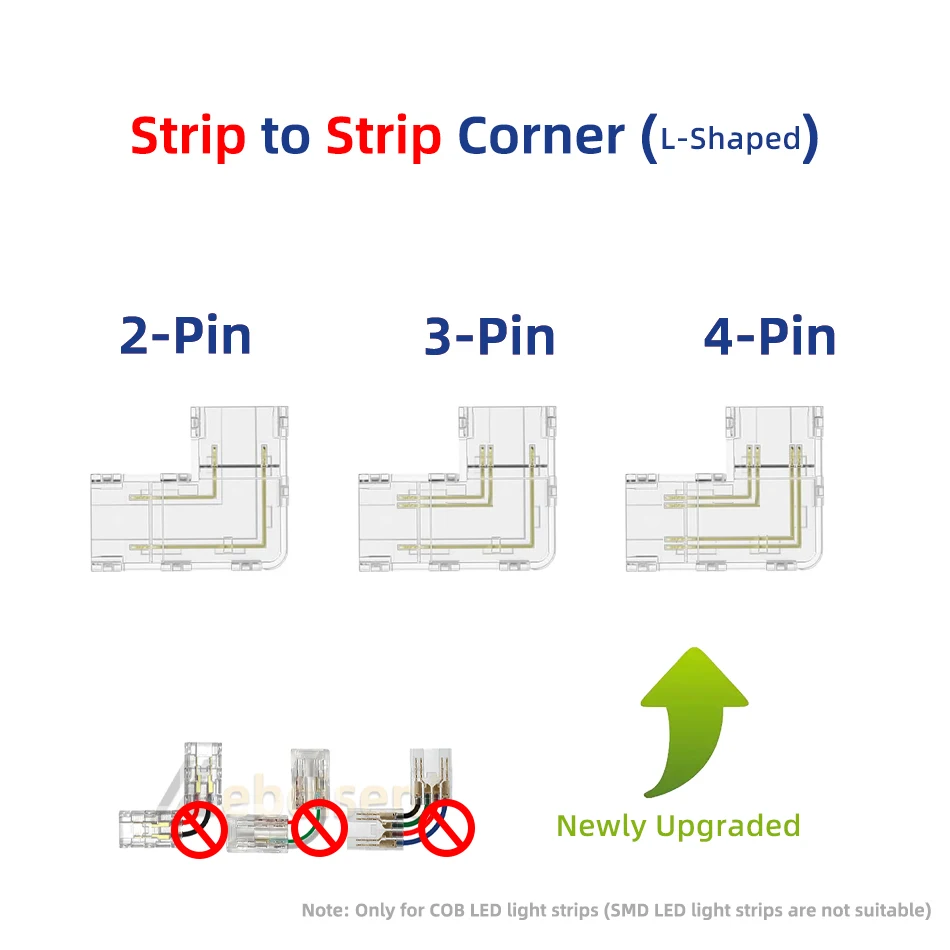 5Pcs 2Pin 3Pin 4Pin COB LED Connector Strip to Strip Quick Connection Wire No Dark Area for FOB Flexible 2 3 4 Pin Lighting Tape Wire Connector