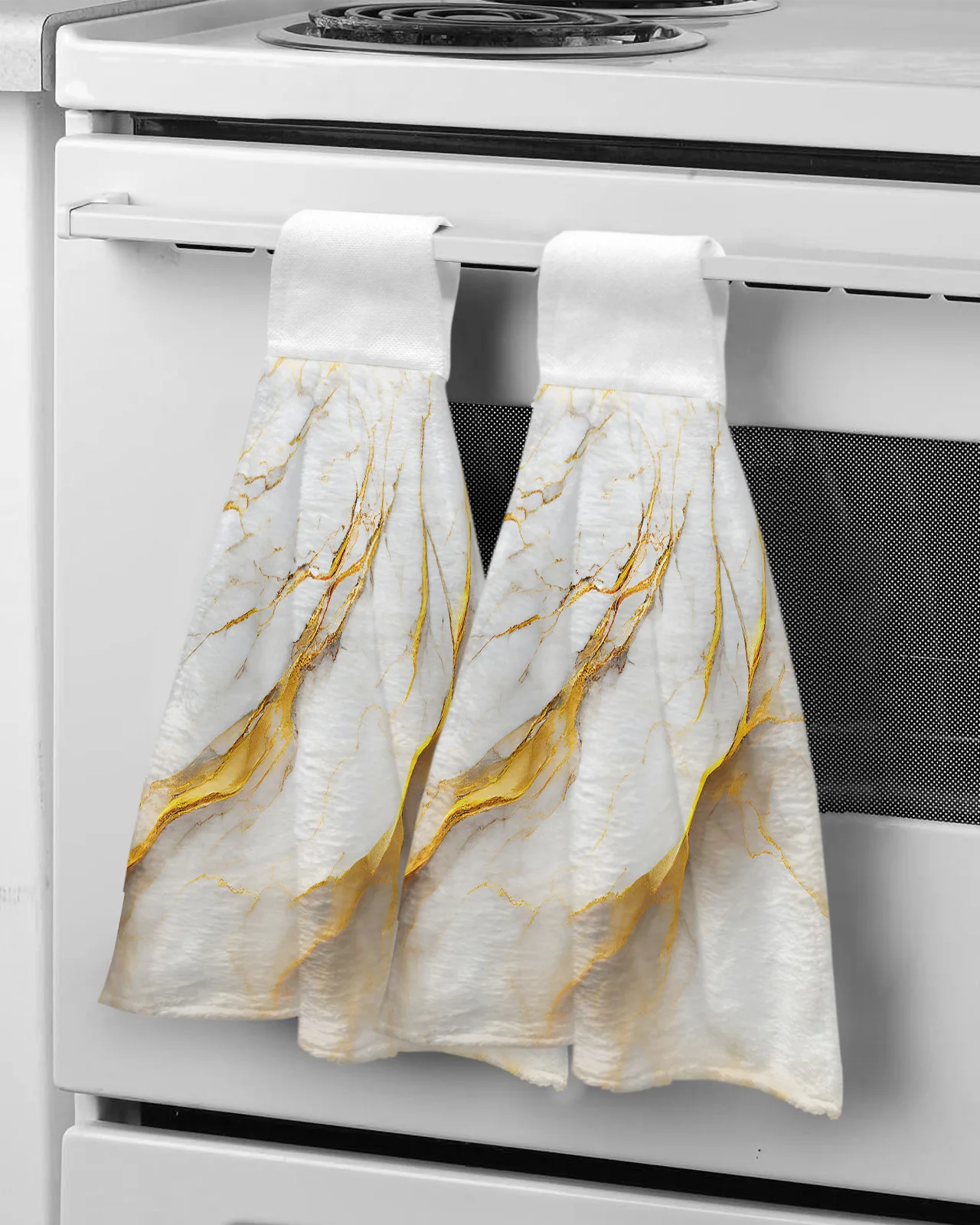 

Marble Texture White Hand Towels Kitchen Bathroom Hanging Cloth Quick Dry Soft Absorbent Microfiber Towels