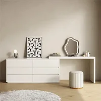 Luxury Dressing Table Drawer White Makeup Mirror Corner Desk Dresser Table Cabinet Organizers Storage Penteadeira Home Furniture