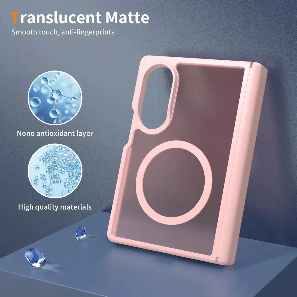 Elegant Matte Magnetic Case with Hinge and Drop Protection for Enhanced Charging Compatibility