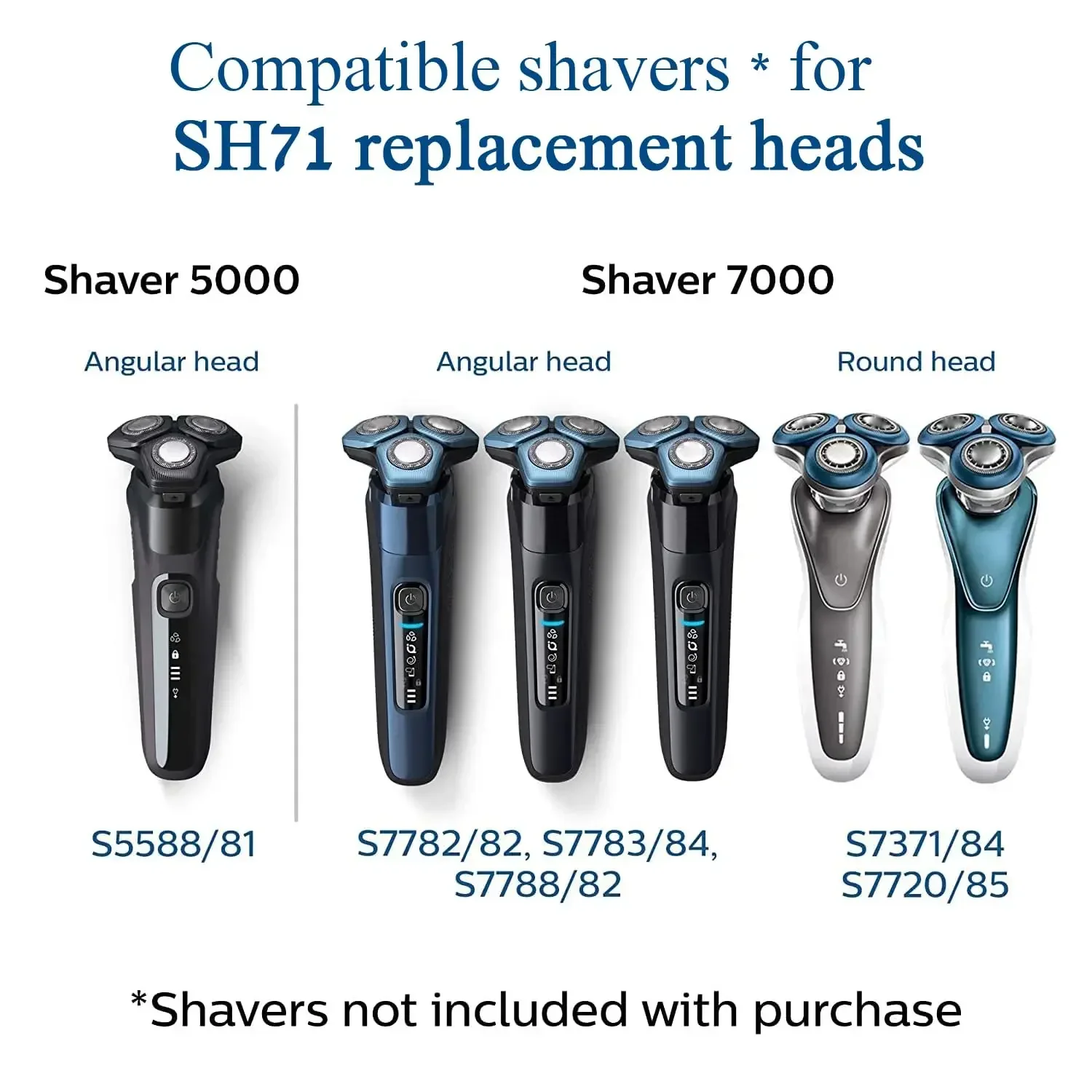 electric shaver head electric shaver blades SH71 Replacement Shaving Heads for Philips Norelco Shaver Series 7000 and Angular-Shaped Series 5000 SH71/52