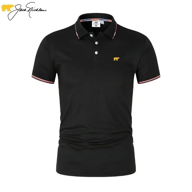 Men Shirts Jack Nicklaus Polo Shirt Casual Short-Sleeve Tee Tops Summer Business Golf Tennis Sports Polo Shirt