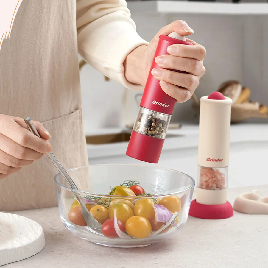 Electric Grinder Salt And Pepper Grinder Pepper Grinder Electric Pepper And Salt Grinder Black Pepper Grinder Rechargeable Seasoning Mill Portable Kitchen Gadget With Adjustable