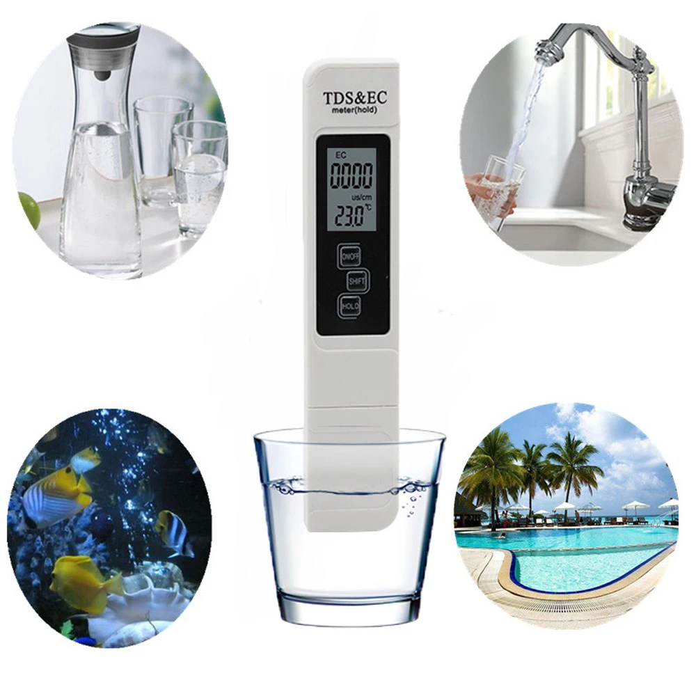 Digital Water Quality Tester TDS EC Meter Range 0-9990 Multifunctional Water Purity Temperature Meter TEMP PPM Tester 2