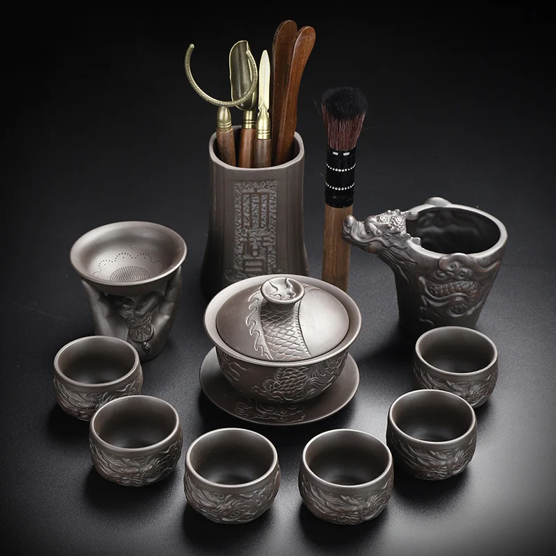 

Porcelain Accessories Tea Set Kung Fu Infuser Gift Clay Afternoon 6 Persons Tea Set Luxury Theiere Ceramic and Pottery AB50TS