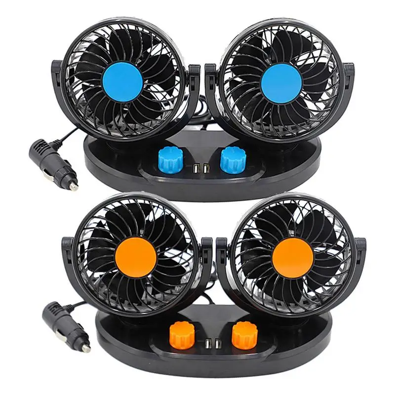 

Summer Cooling Car Interior Dual Fans Gasoline Diesels Economizer with Rotary Switch For SUV RV Truck 12V 24V Cigarette Lighter