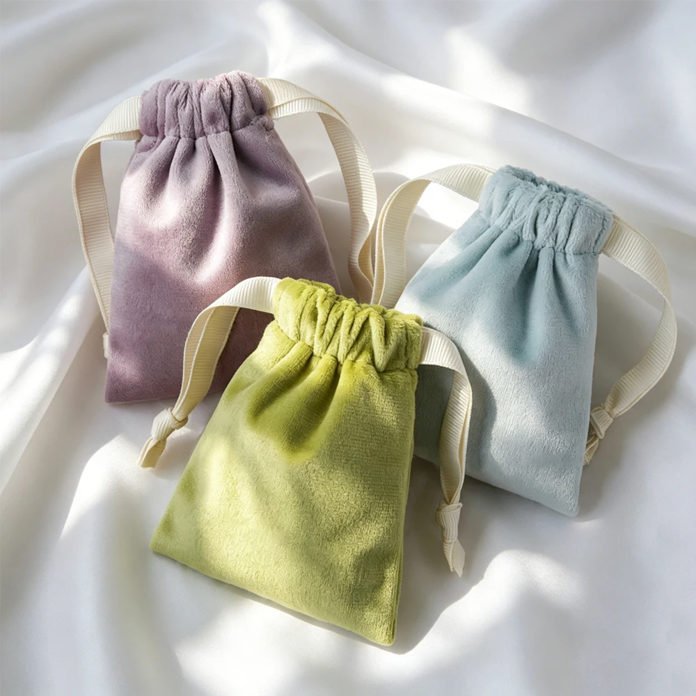 50Pcs 부드러운 벨벳 쥬얼리 드로스트링 가방 선물 포장 주머니 웨딩 생일 파..