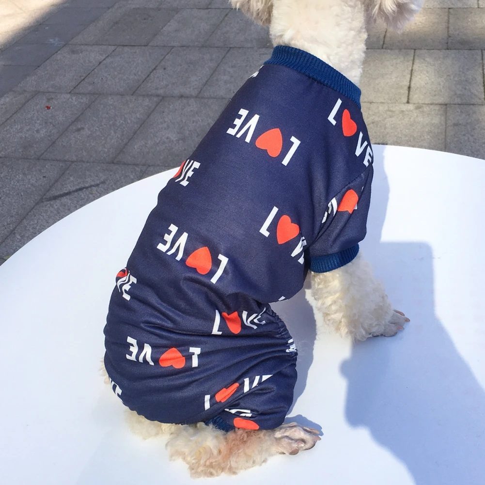 

New Pet Dog Pajamas for Small Dogs Love Print Dog Jumpsuit Schnauzer Chihuahua Clothes Spring Summer Yorkie Puppy Nightshirt