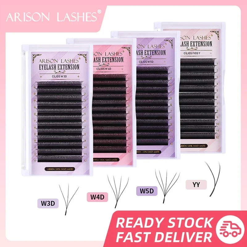 ARISON New 3D/4D/5D W Shape Lashes and YY Lashes Premade Volume Eyelashes Extension Soft Easily Grafting Extension Wholesale