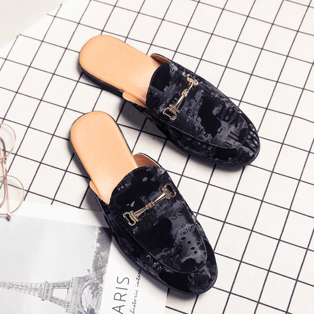 Summer Rhinestone Half Slippers Loafer Men's Shoes Nightclub Party Trendy  Shoes Leather Slip on Breathable Casual Moccasins | Loafers men, Trendy  shoes, Mens fashion jeans