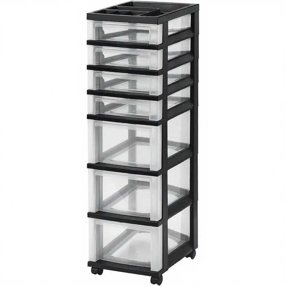 Plastic Storage Organizer Rolling Cart, Wheels Casters, 7-Ders ...