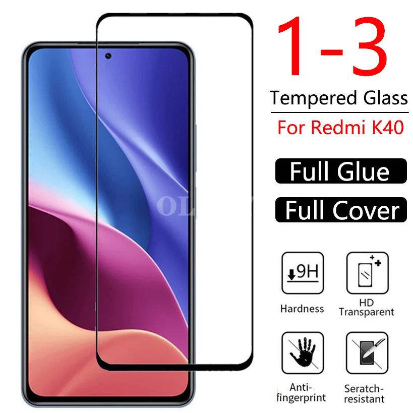 

1-3Pcs/Lot Tempered Glass For Xiaomi Redmi K40Pro Screen Protector Explosion-proof Glas For Redmi k40 pro RedmiK40 Pro + HD Film