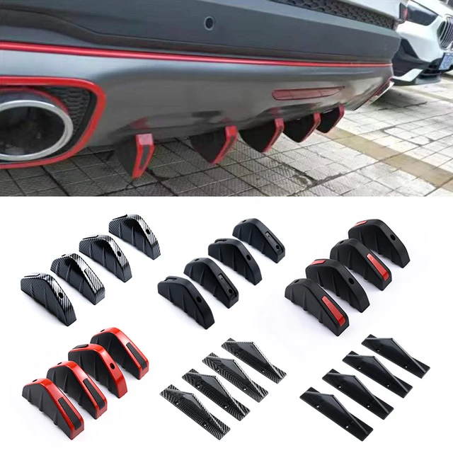 4pcs Universal Carbon Fiber Car Modified Rear Bumper Diffuser