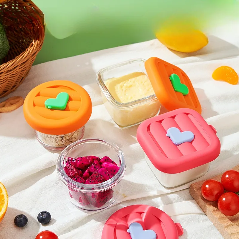 New Silicone Lid Baby Food Bowl Glass Steamed Egg Soup Bowl Baby Food Box