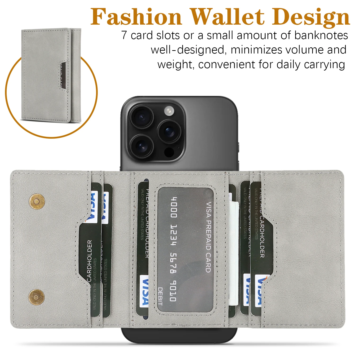 Luxury High-End Leather Foldable Mini Wallet with Strong Magnetic Closure