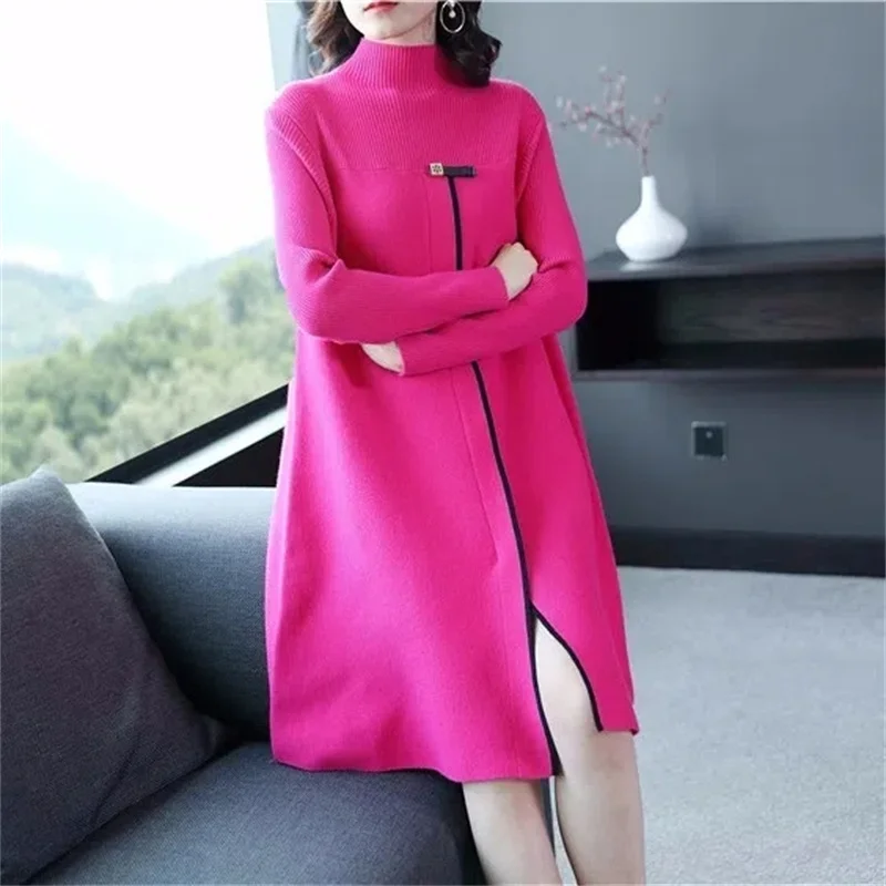 

Новинка весна-осень 2023 для женщин Корейская версия в западном стиле свободное приталенное высококачественное трикотажное платье джокер