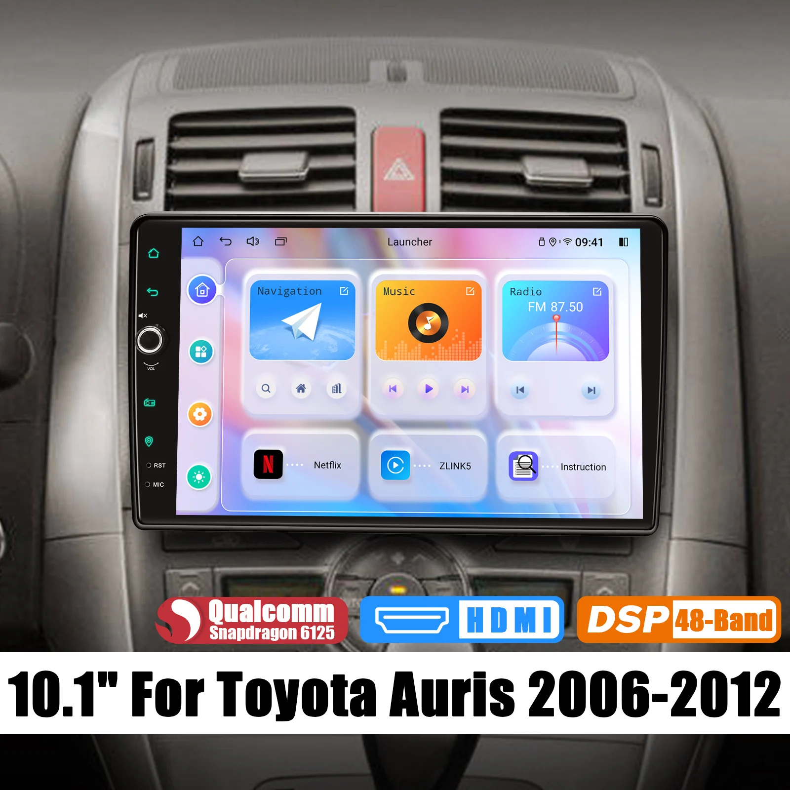 

Joying Auto Android Car Stereo Radio Carplay Multimedia 10.1 Inch 1280*800 Touch Sceen With Knob For Toyota Auris 2006-2012