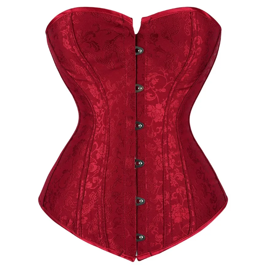 

Corset Top For Women Vintage Floral Satin Overbust Sexy Bustier Waist Slim Fashion Party Clubwear Plus Size Korset Lingerie