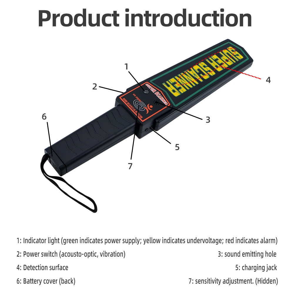 2023 High performance Hand Held Metal Detector Super Scanner High Sensitivity Security Scanners Portable Metal finder