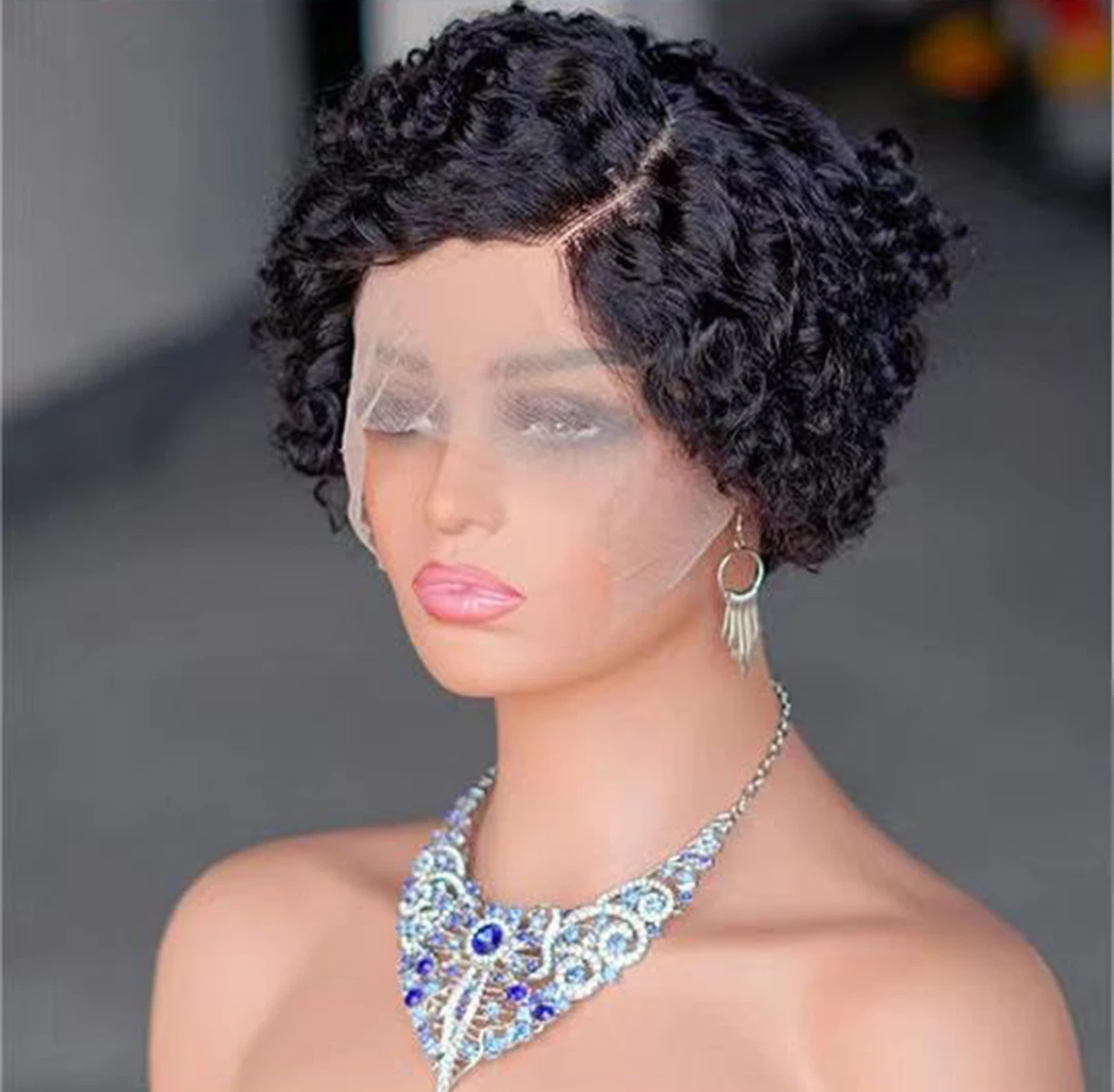Water Wave Wig 13x4x1 T Part Lace Front Wigs Short Curly Pixie Cut Human Hair Wigs Transparent Lace For Women