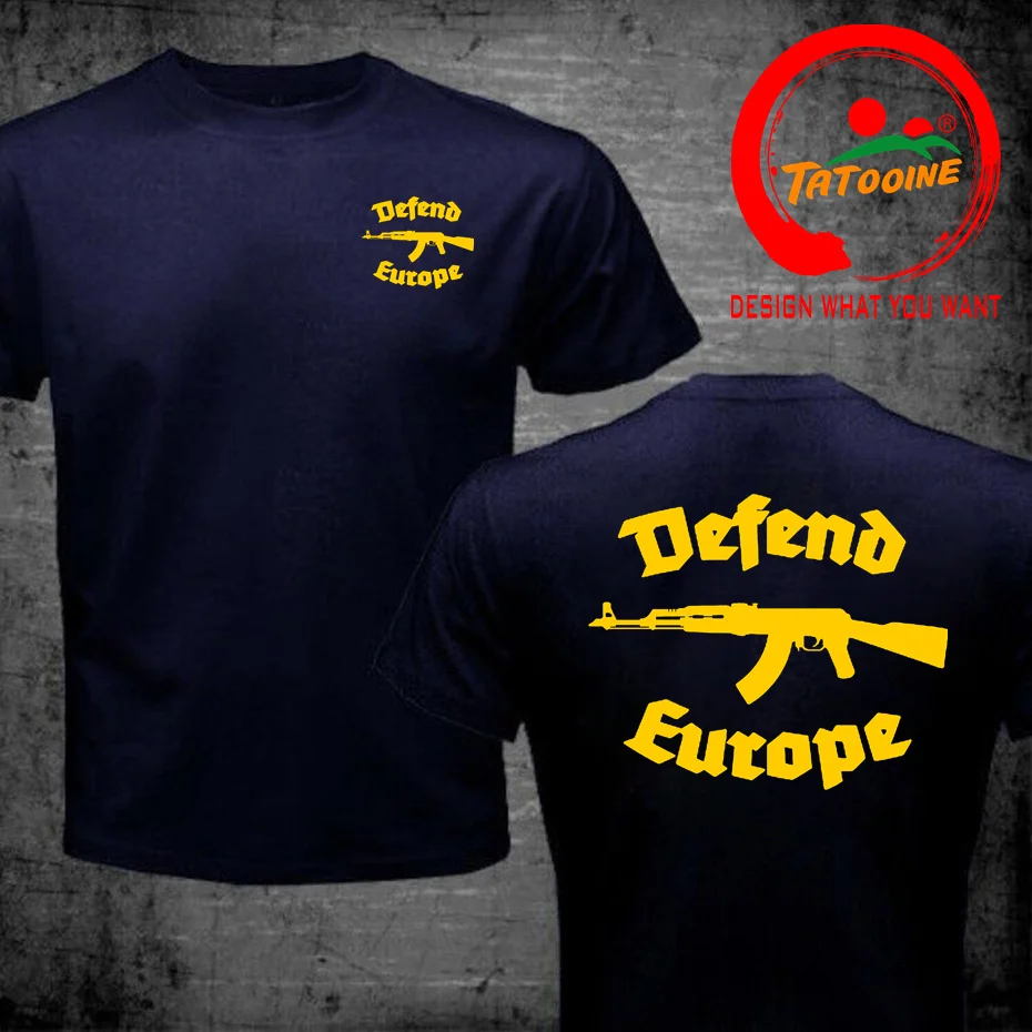 Defend Europe T Shirt Immigrant Islam Custom Design AK 47 AK47