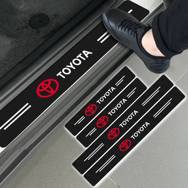 4pcs New Car Carbon Fiber Sticker Auto Door Sill Protector Stickers For Toyota C-hr Prado Rav4 Yaris Hilux Prius Avensis Corolla |
