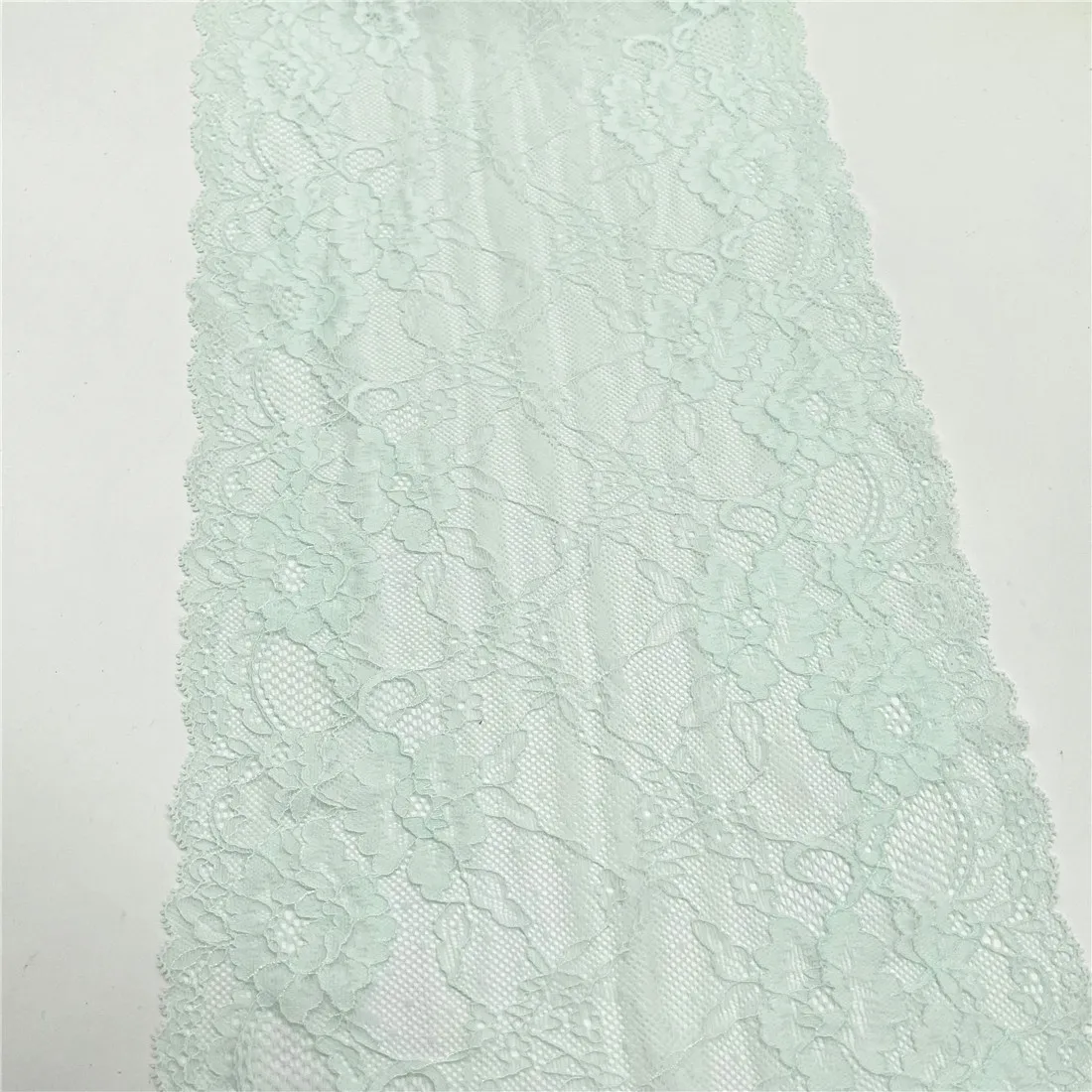 3y/lot Width 22cm Light Green Elastic Stretch Lace Trimming For Garment Accessory DIY Material Dress Lingerie Fabric 6