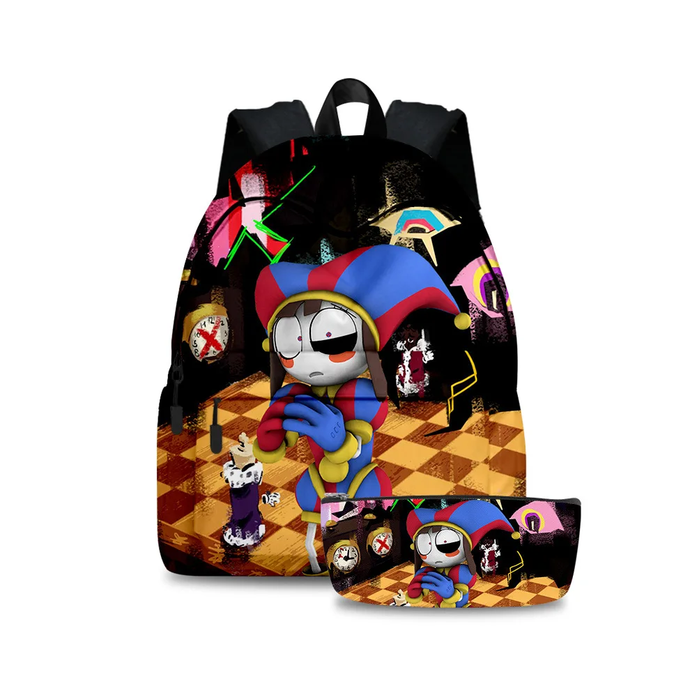 

The Amazing Digital Circus Cool Magical Digital Circus Backpack School Bag Pencil Case Two-piece Set The Best Gift
