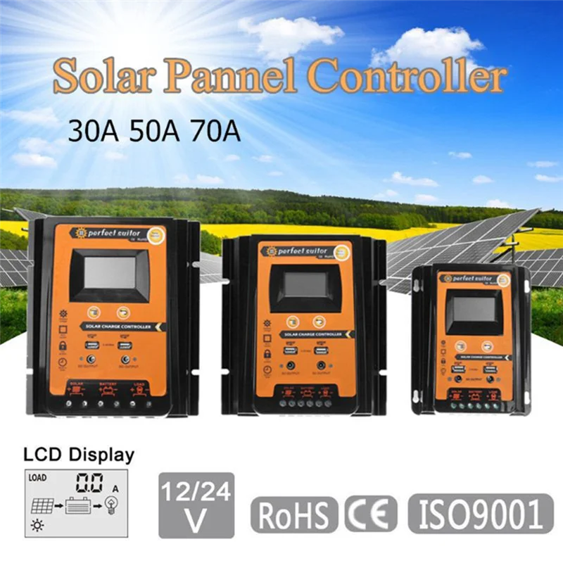 30A Mppt Pwm Regolatore Di Carica Solare 12V 24V Pannello Solare Regolatore Della Batteria Doppia Porta Usb Display Lcd