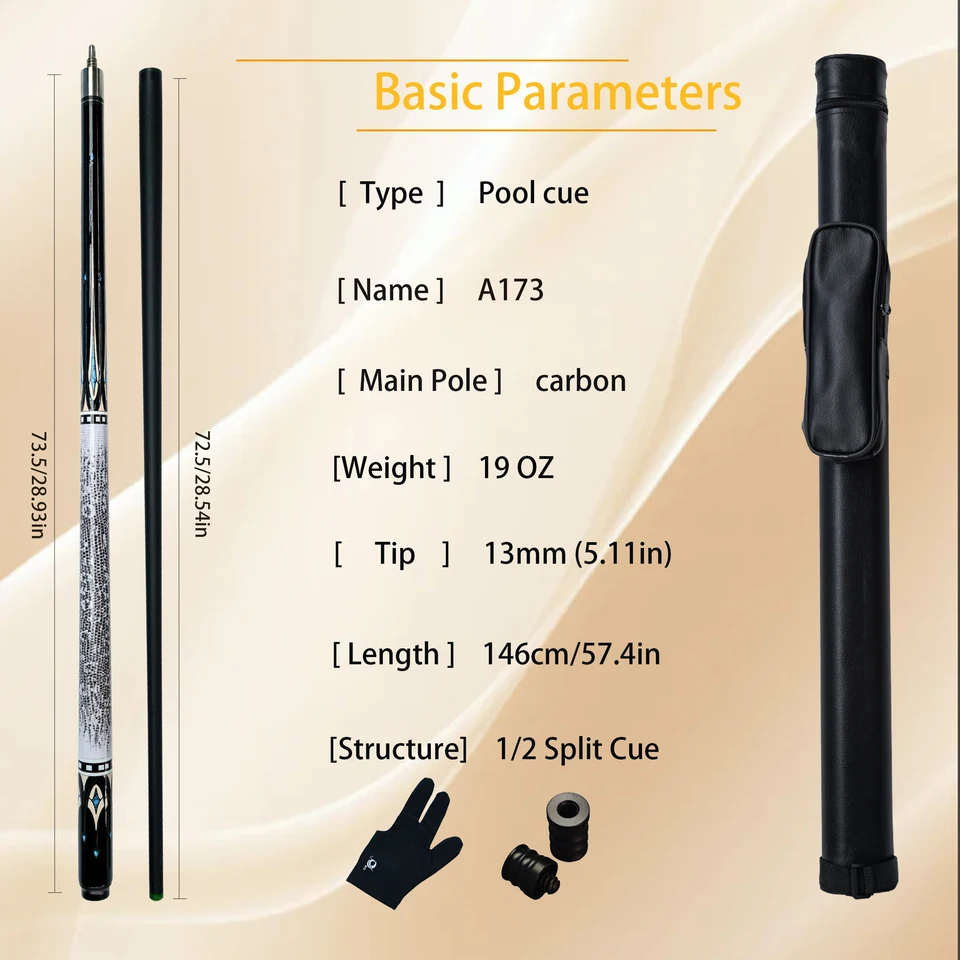 カーボンファイバービリヤードビューセット,トカゲデザイン,12.5mm