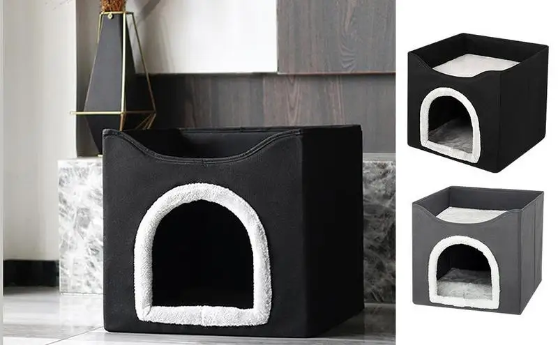 

Dog House Indoor Comfortable Animal Nest Durable Non-Slip Sleeping House Foldable Cozy Double Layer Bed Cage Pet Supplies