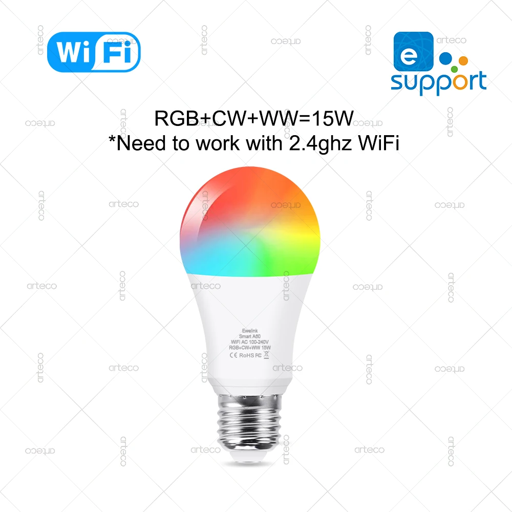 EWelink E27 E14 GU10 Smart Bulb WiFi Zigbee, dimmbare LED-Glühbirne RGB CW-Lampe funktioniert mit Alexa Amazon Google Home Yandex Alice