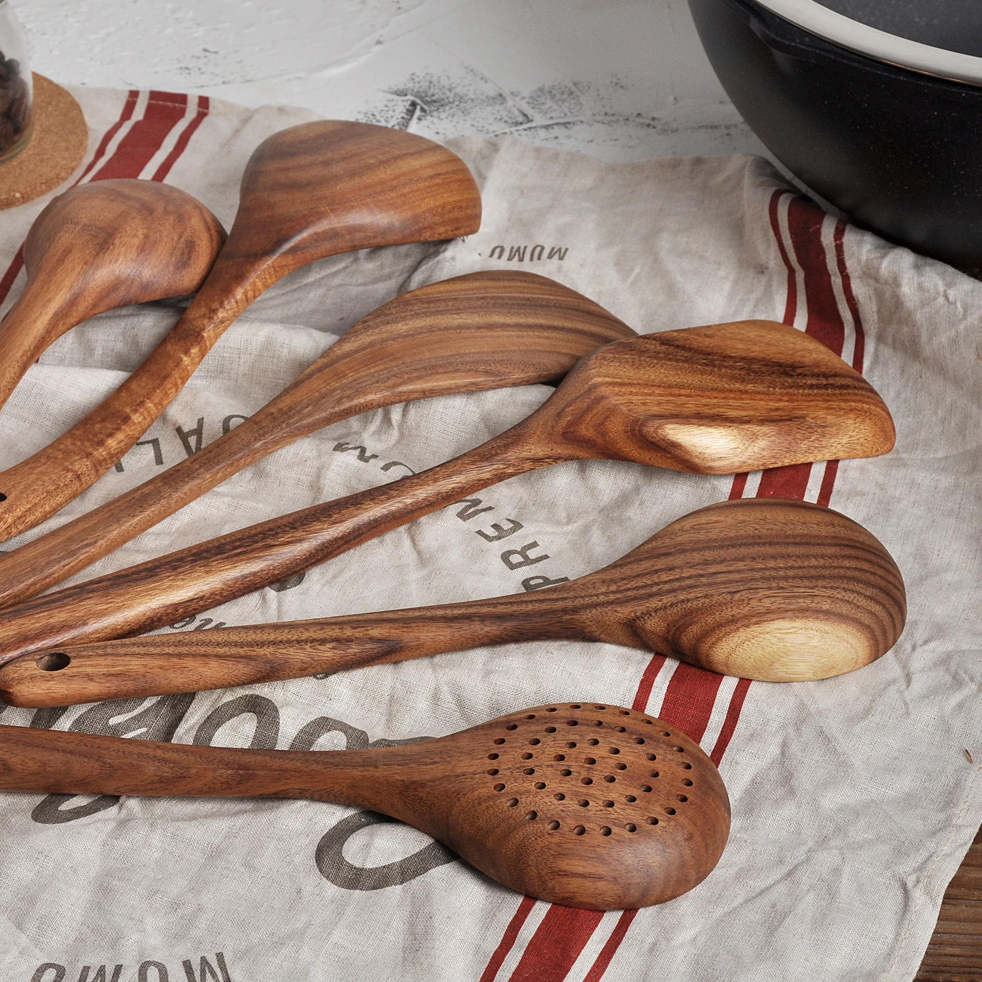 Thailand Teak Cooking Spoon Natural Wooden Kitchen Tableware Tool Ladle Turner Rice Colander Soup Skimmer Scoop Utensils