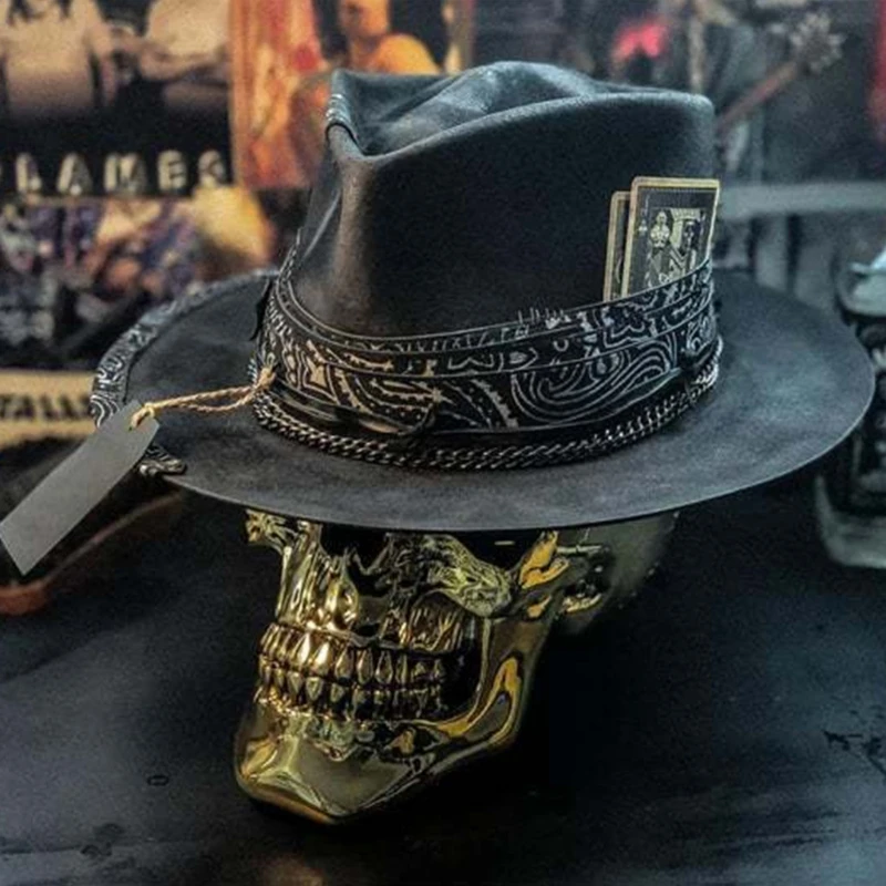 

Halloween Gift Cowboy Hat Perfect Present for Halloween Lovers Skull-themed Cowboy Hat Festival Party Gift Wholesale