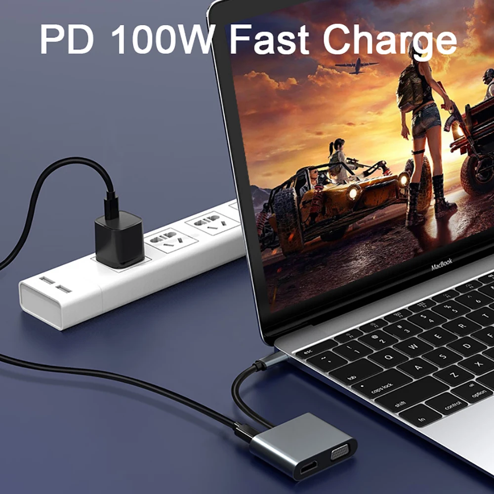tipo c para Hdmi-compatível Hub Docking Station em Usb 3.0 Vga Adaptador pd para Huawei Xiaomi Samsung S20 Nintendo Switch - Imagem 6
