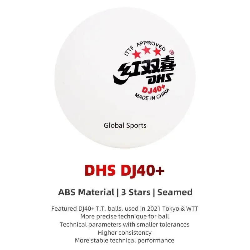 Original DHS DJ40+ Ping Pong Balls 6/12 Balls 3 Stars Professional Table Tennis DHS WTT Ball ABS New Material