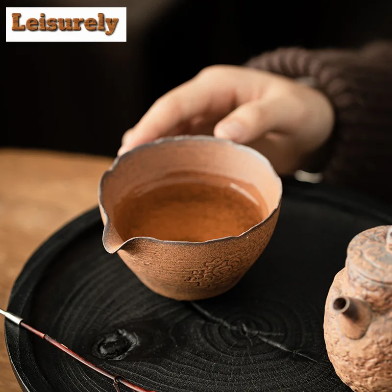 Chinese Old Mud Clay Coarse Pottery Tea Pitcher Tea Divider Cha Hai Dispenser Justice Cup Fair Mug Teaware Decoration Supplies