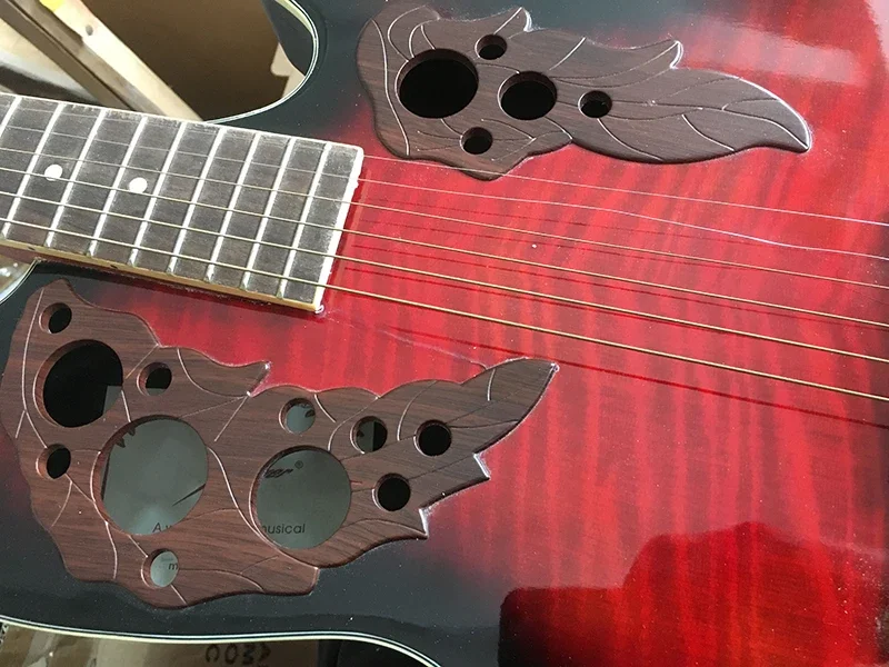 Acoustic Guitar Round Back 6 Strings 38" Flame Top