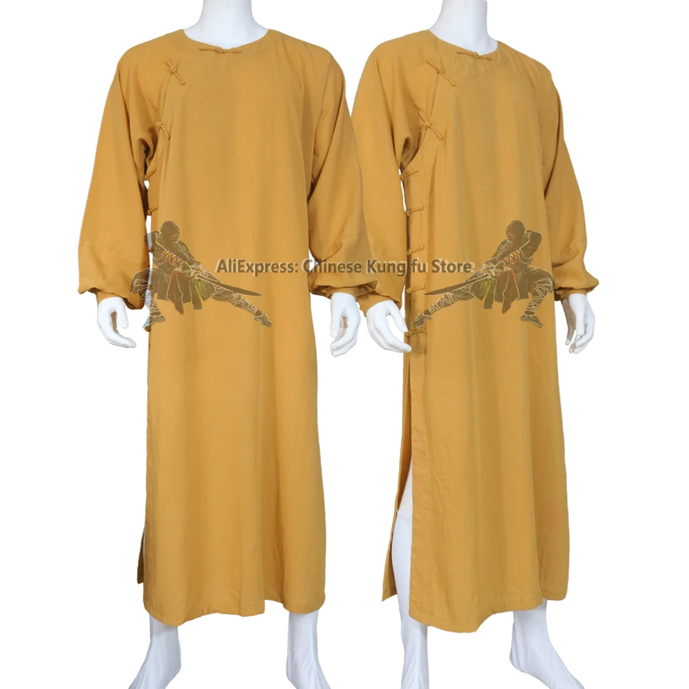 

Chinese Kung fu Suit Buddhist Shaolin Monk Long Robe Wing Chun IP Man Dress Wushu Tai chi Uniform 25 Colors Need Measurements