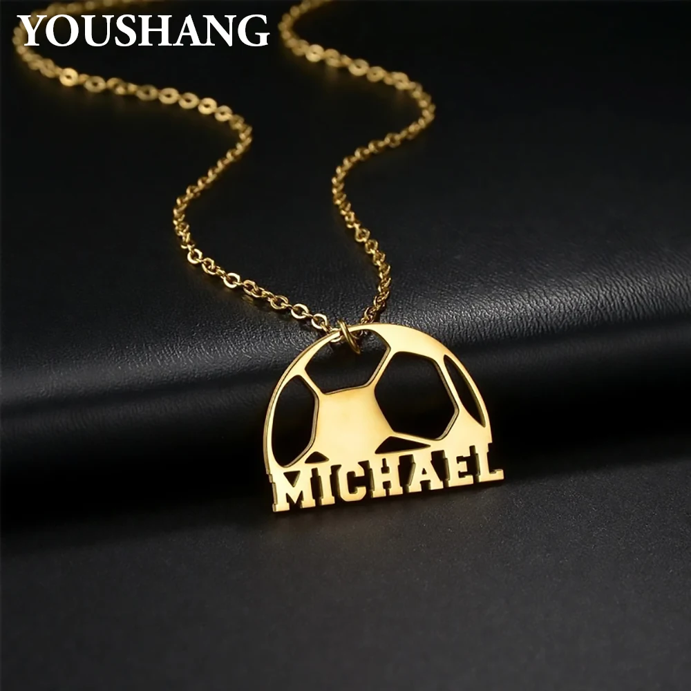 Gold Personalized Football Style Necklace Pendant