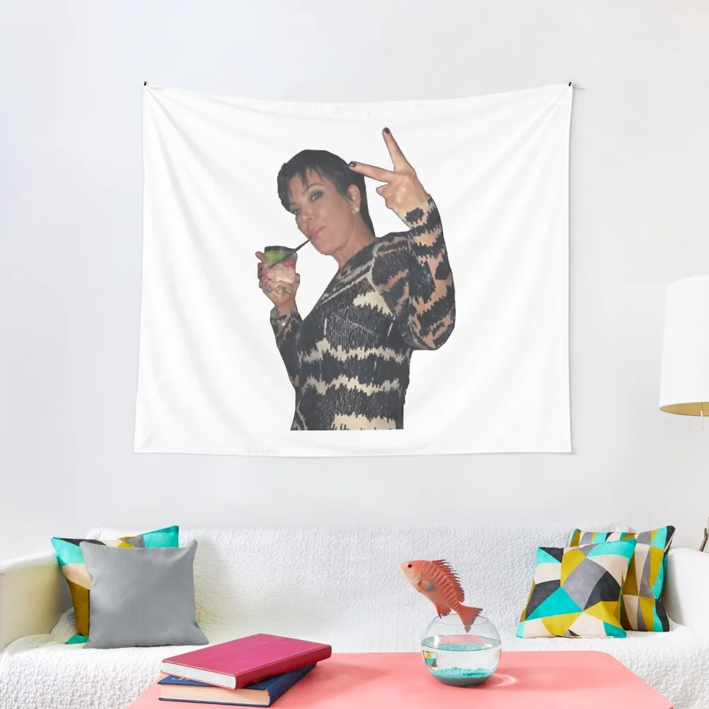 

Kris Jenner Peace Sign Tapestry room decorator aesthetic room decor korean