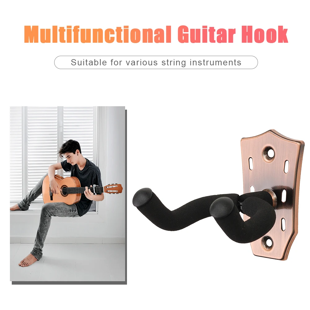 Metal Acoustic Guitar Hanger Hook Wall Mount Non-slip Guitar Holder Stand For Electric Guitar Bass Instrument Accessories