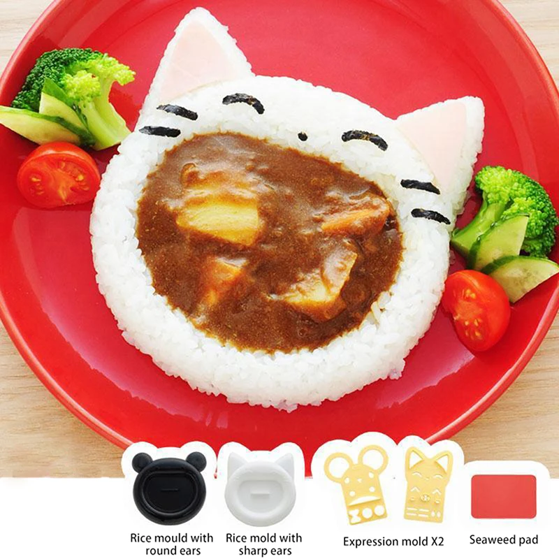 1Pcs Cute Cartoon Cat Bear Sushi Nori Rice Mold Decor Cutter Bento Maker Sandwich DIY Tool Kitchen Accessorie