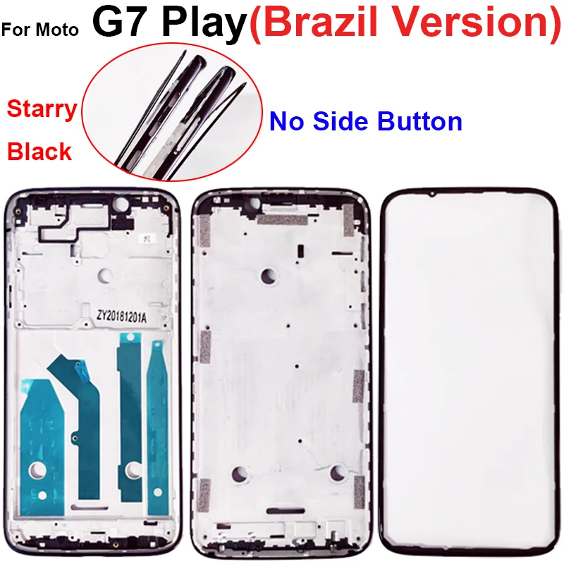 Motorola Moto G7 Plus G7 Play G7 전원 LCD 후면 프레임 커버 베젤 플레이트(전원 볼륨 측면 버튼 포함)용 중간 프레임 하우징